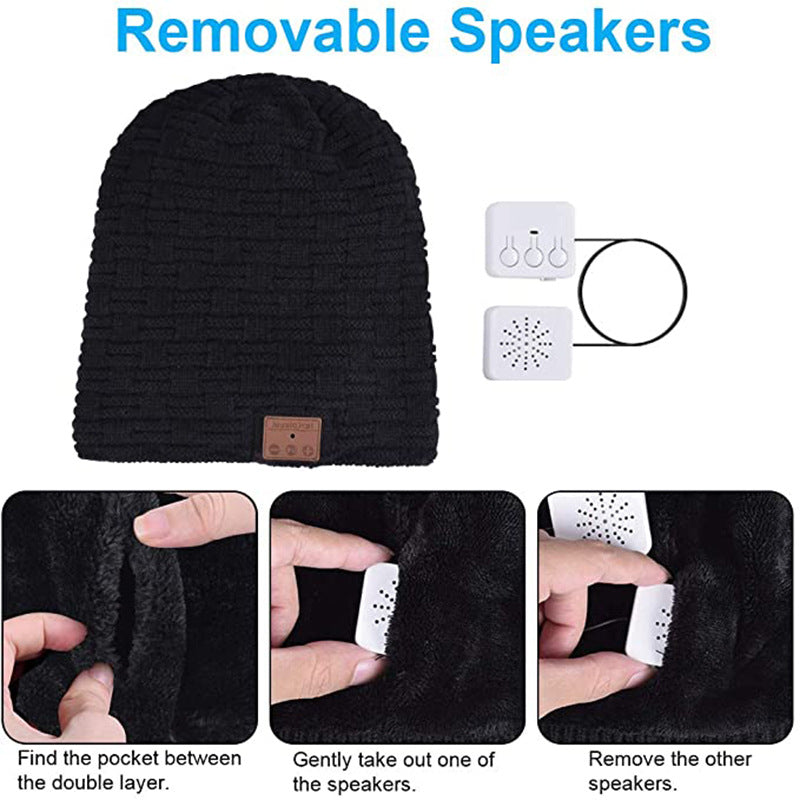 Binaural Music Call Stereo Warmth Chapeau d'écoute Bluetooth amovible et lavable