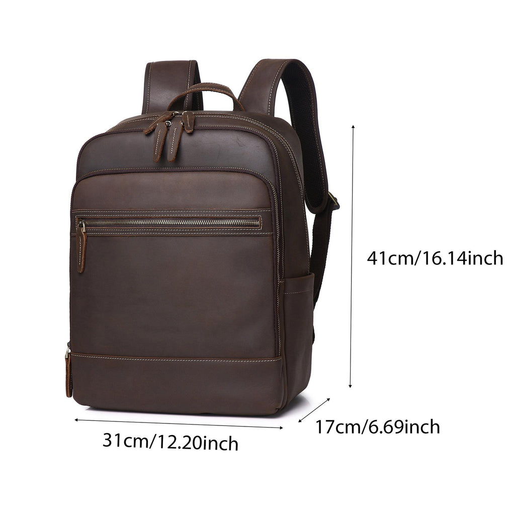 Crazy Horse cuir Cowhide Brown Hommes sac à dos
