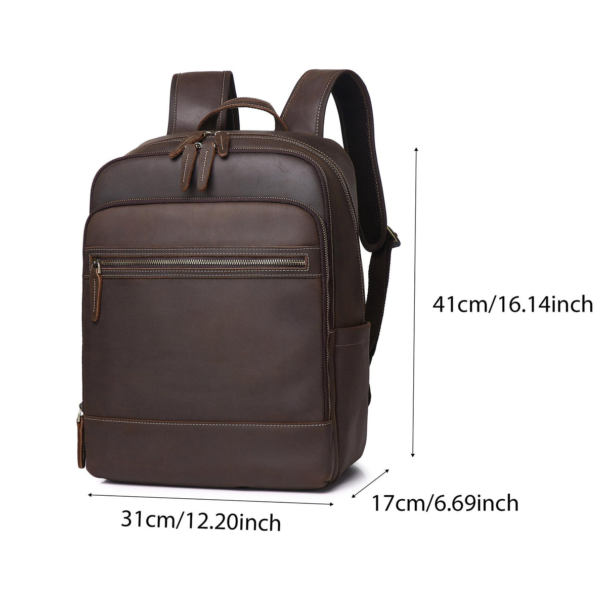 Crazy Horse cuir Cowhide Brown Hommes sac à dos
