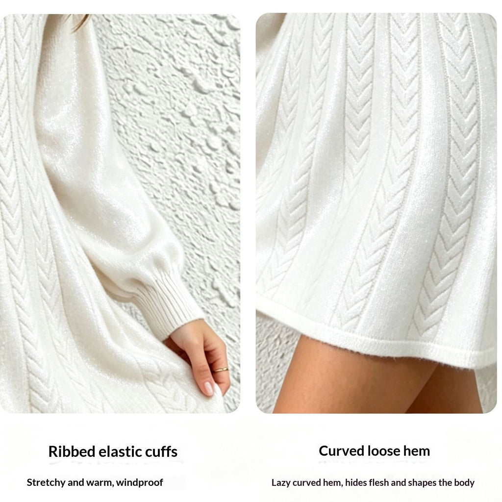Robe mode en col V en tricot de câble