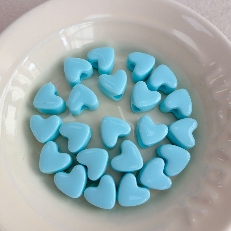Perles de coeur acrylique couleur solide