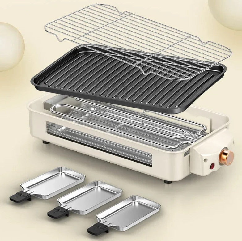 1500W Barbecue électrique Grill 2 En 1 BBQ intérieur plaque de grip sans fumée