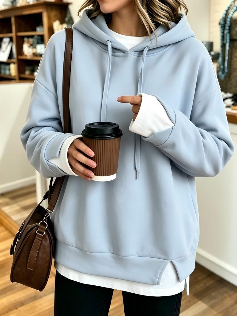 Automne-hiver Femmes Faux Sweat à capuche deux-pièces