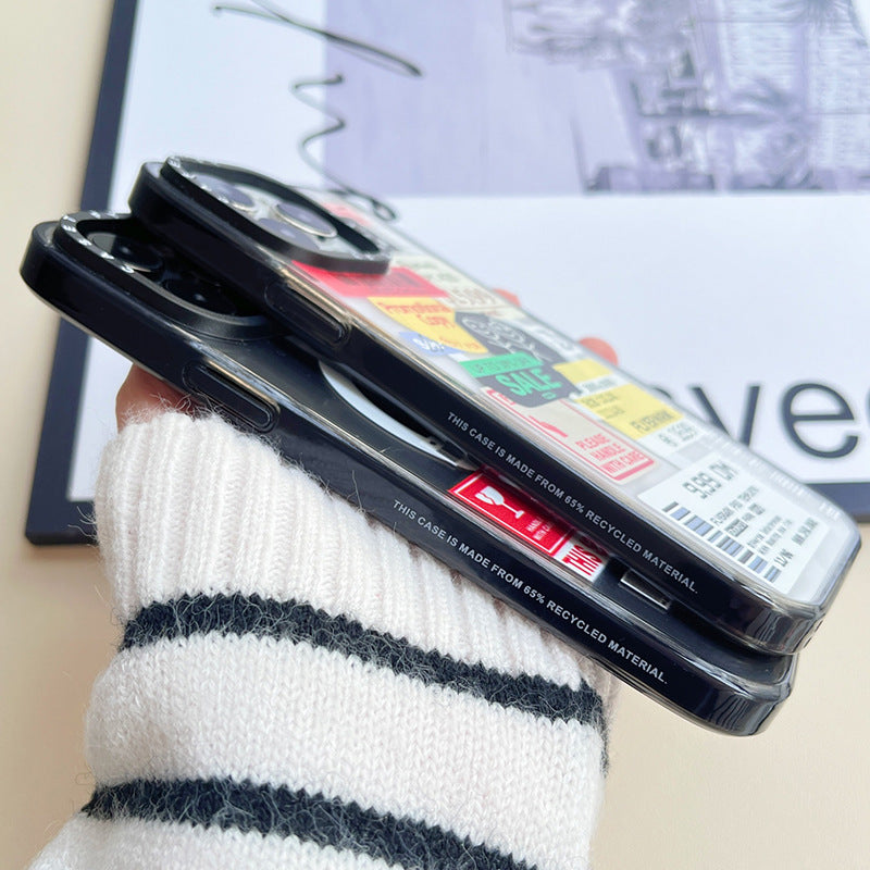 Étiquette fragile Étui de téléphone magnétique résistant à la chute