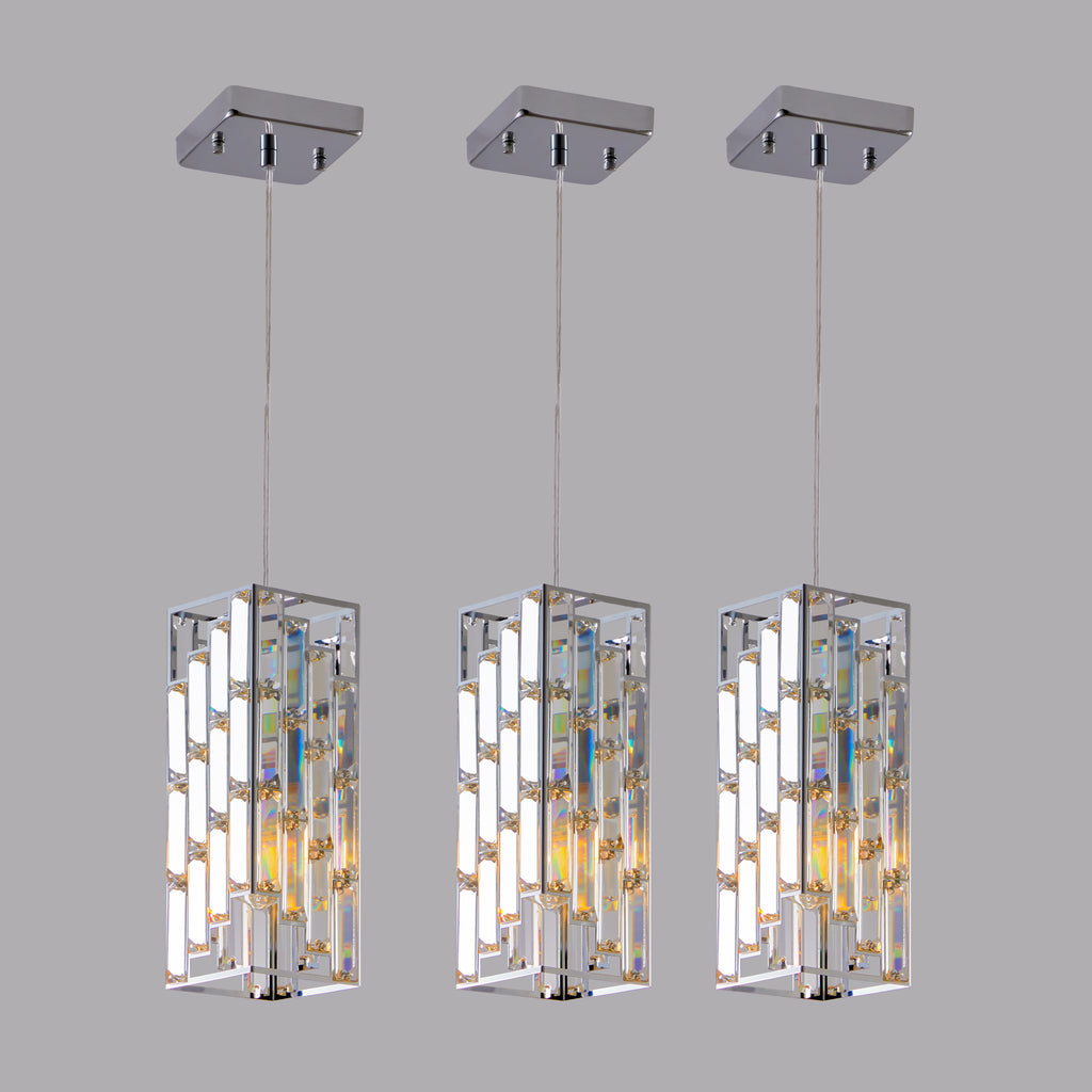 Lampe pendentif en cristal moderne de 4" - 3 paquets