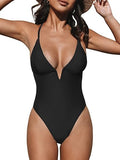 Maillot de bain simple en col V sans dos