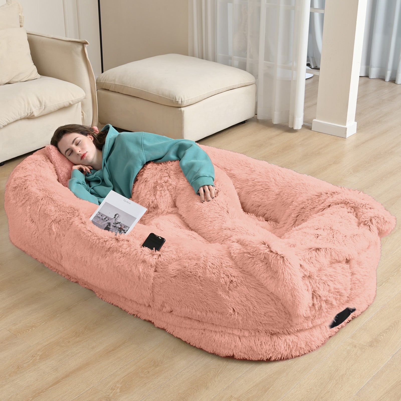 Lit de chien humain surdimensionné pour adultes et animaux de compagnie