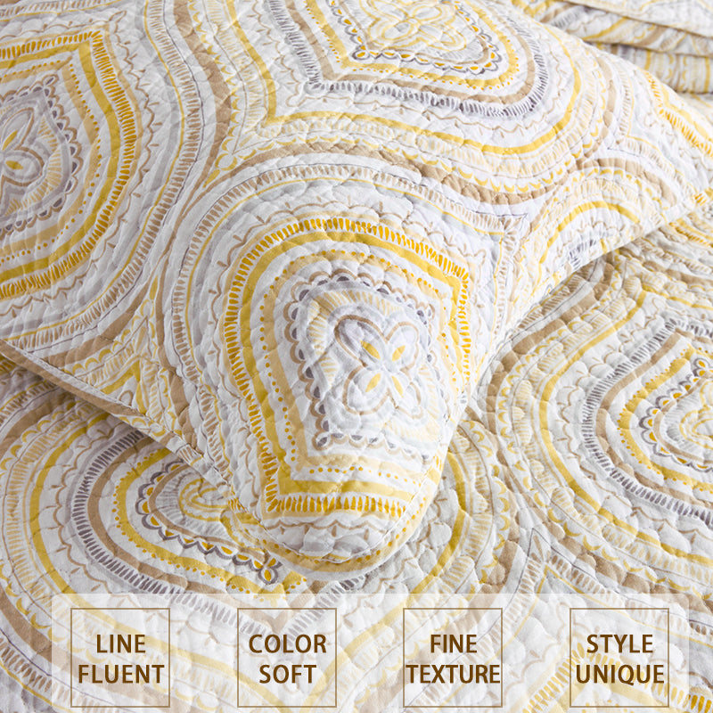 Cotton Reversible Quilt Bedspread Set Nordic Simplifié Médaille Géométrique Imprimer Toutes les mers