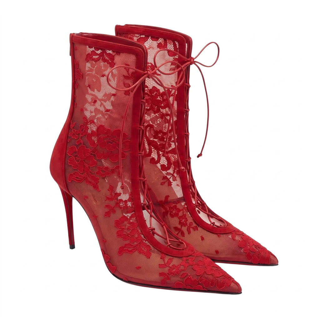 Sexy Sheer Bottes en dentelle à talons hauts