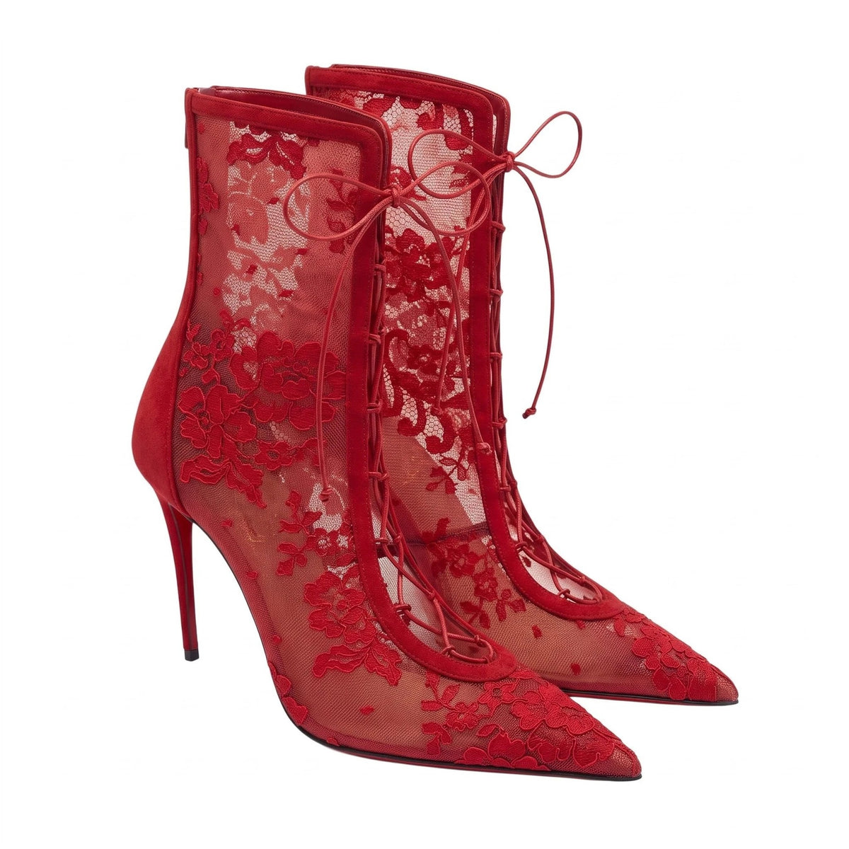 Sexy Sheer Bottes en dentelle à talons hauts