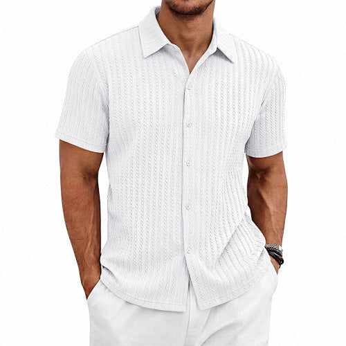 Polo d'été Jacquard de style européen et américain avec col tournant