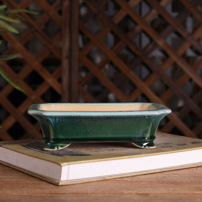 Planteur rectangulaire en céramique émaillée pour plantes vertes