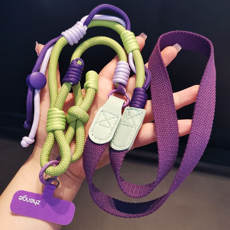 Long Crossbody Color-Block Woven Téléphone Lanyard