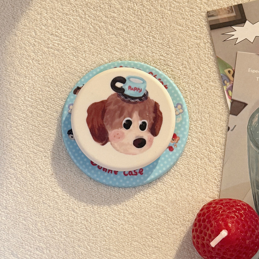 Peinture à l'huile Puppy Cartoon Compatible avec MagSafe Porte magnétique