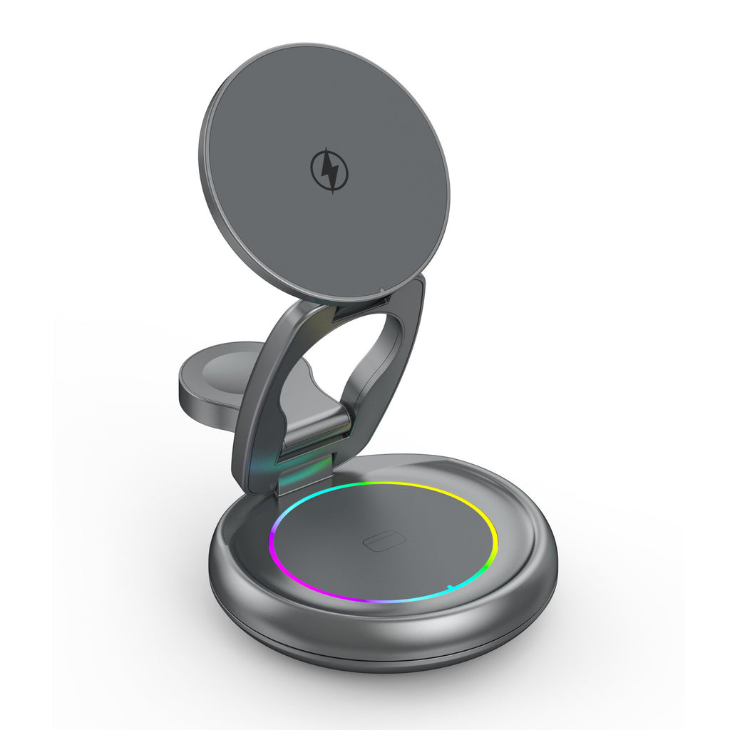 Support de chargeur rotatif sans fil en métal 3 en 1