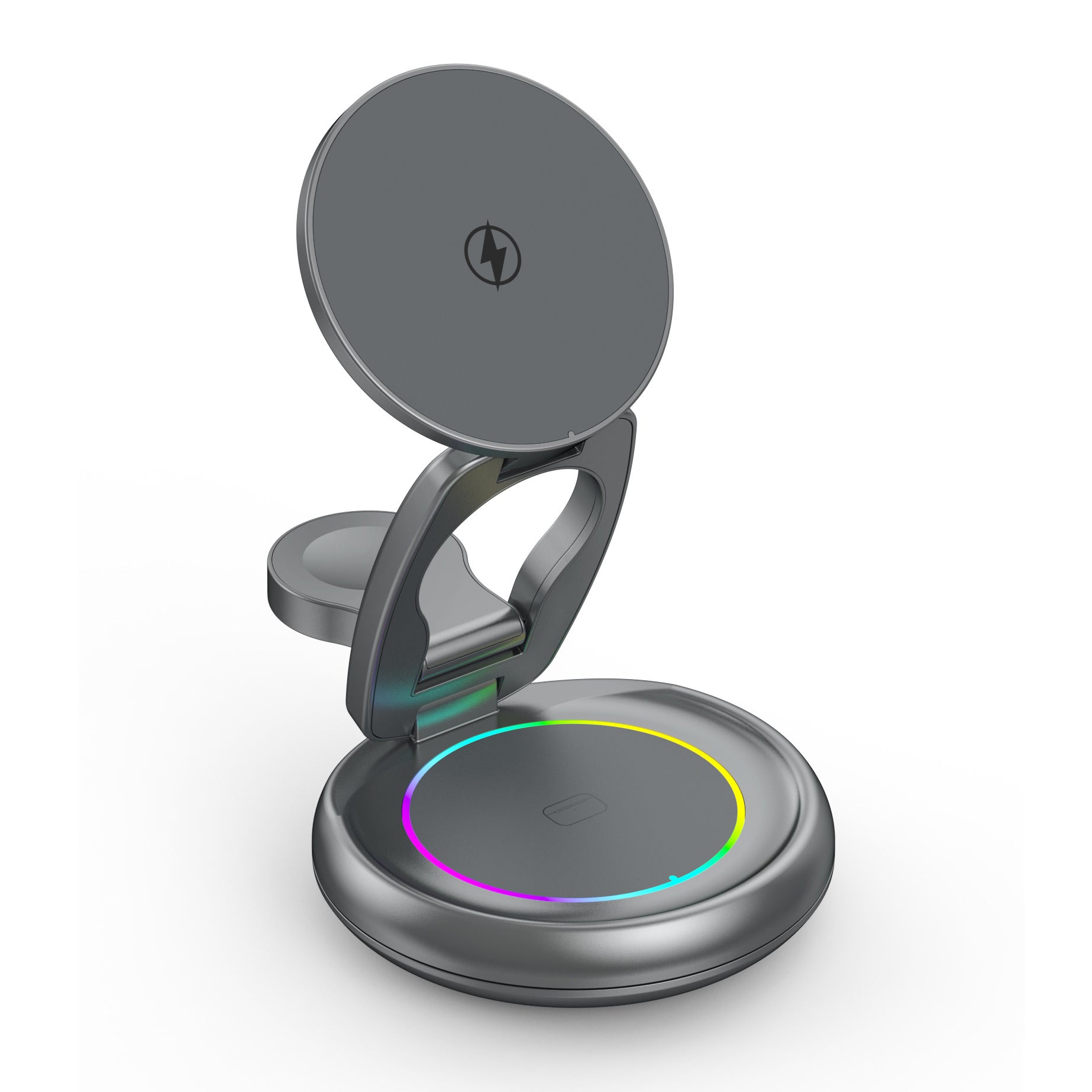 Support de chargeur rotatif sans fil en métal 3 en 1