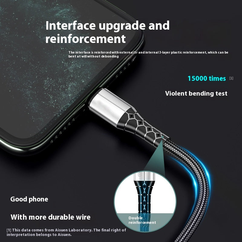 Android TYPE-C Super Fast Charge 5A câble de recharge de téléphone portable tressé en nylon