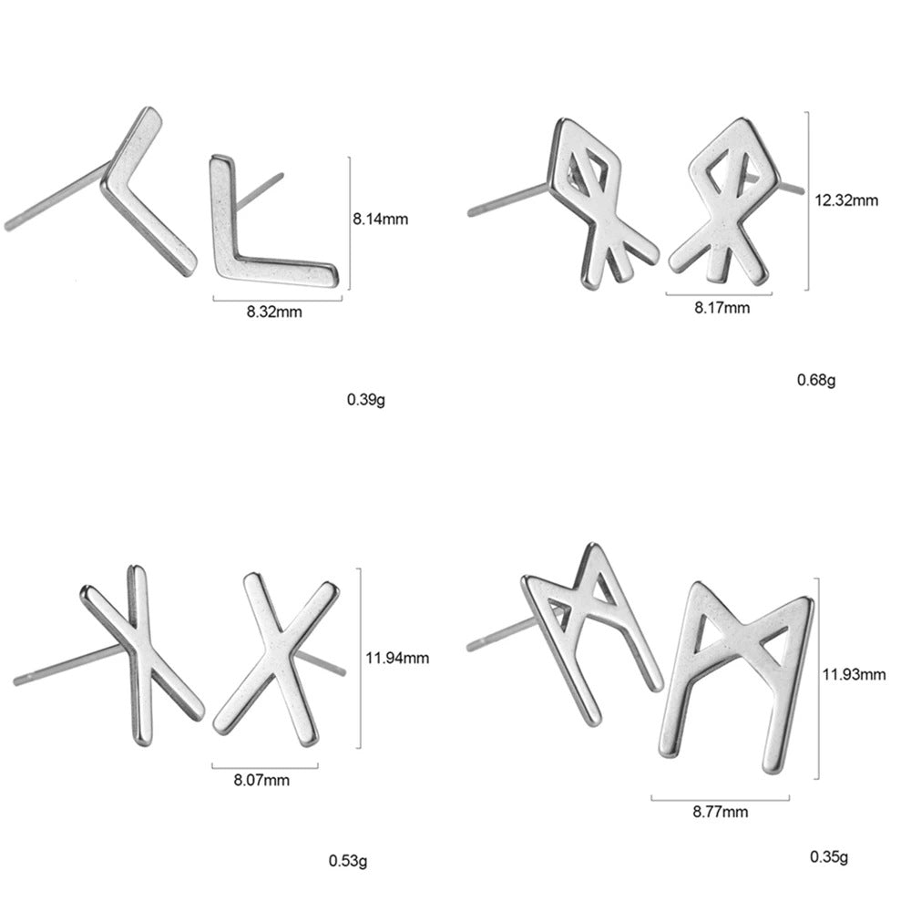 Boucles d'oreilles Nordic Rune en acier inoxydable