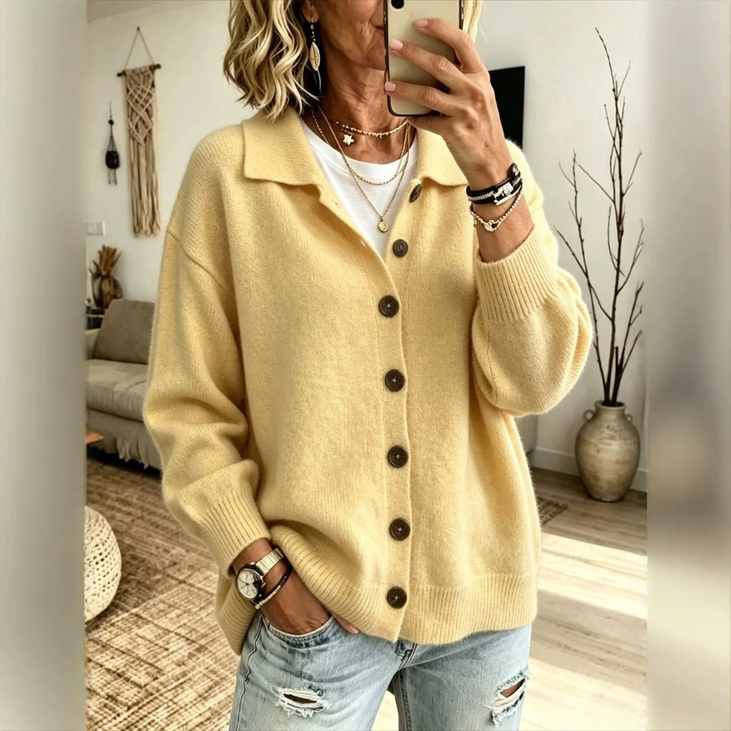 Cardigan tricoté avec boutons Et des vêtements de dessus pour femmes Lapel