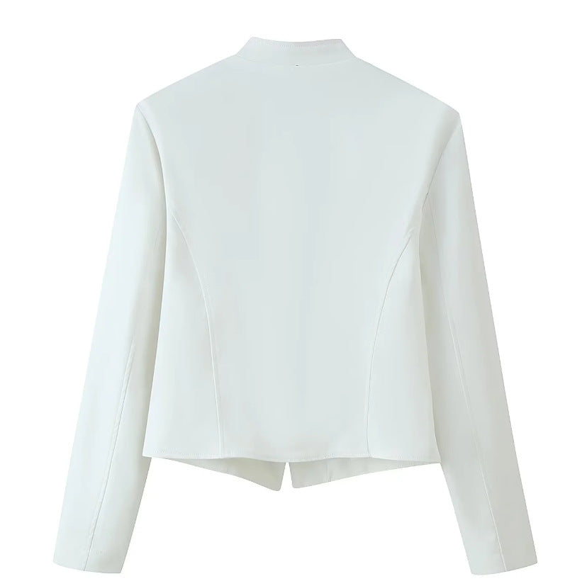 INS Femme populaire Mode Stand-collar Grenouille-bouton Manches longues Coat