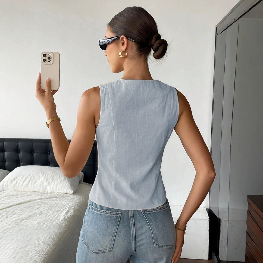 Top Veste casual simple et élégant en couleur solide
