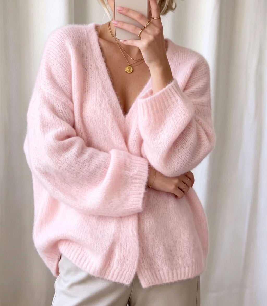 Chandail de cardigan tricoté pour femmes Chandail de couleur solide pour femmes