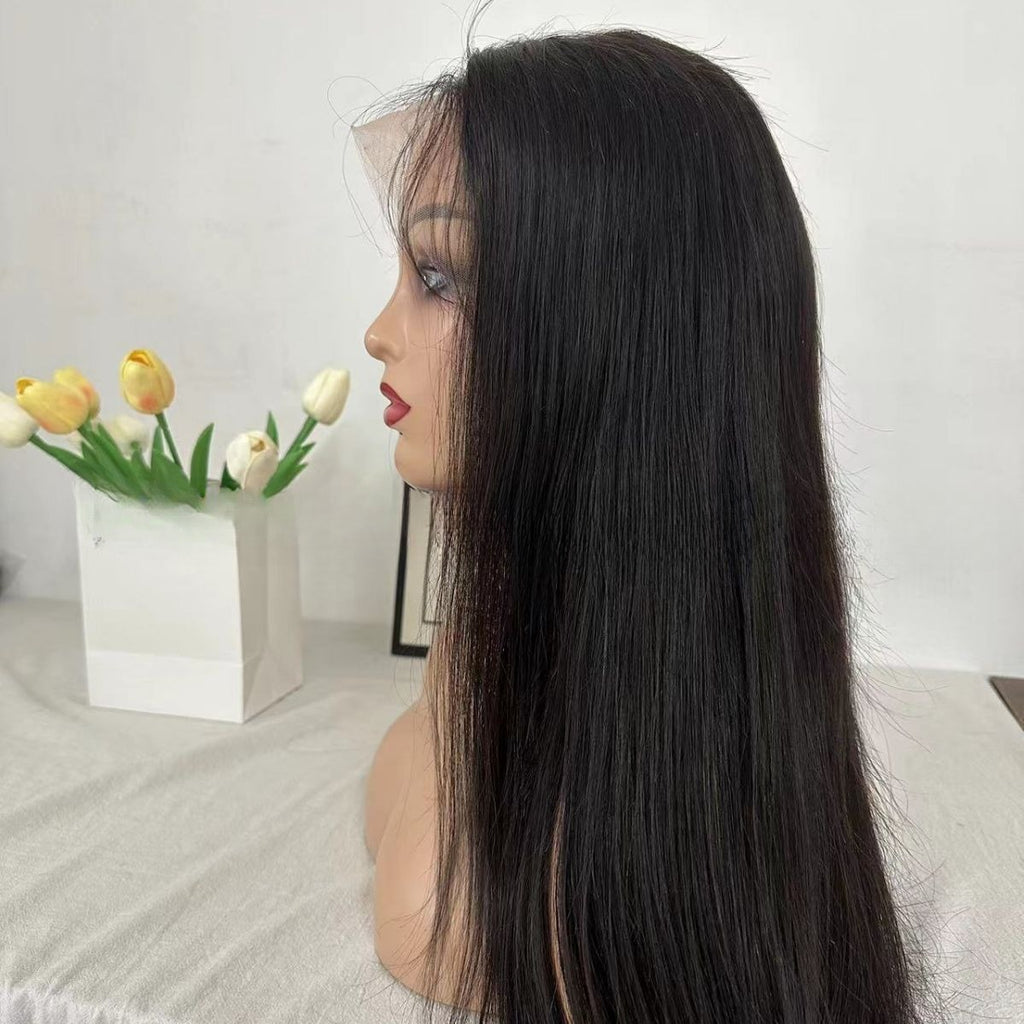 Femme Mode Dentelle Pleine Noir Cheveux Humains Perruque