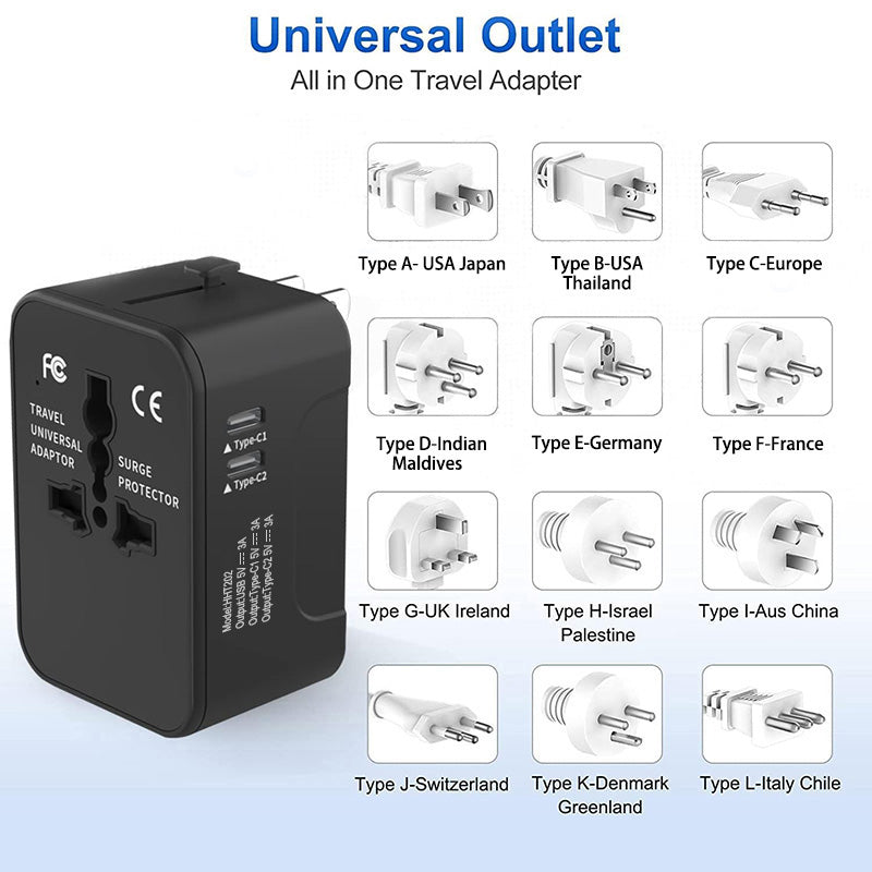 Adaptateur de voyage dans le monde entier tout en un adaptateur d'alimentation universelle prise de courant