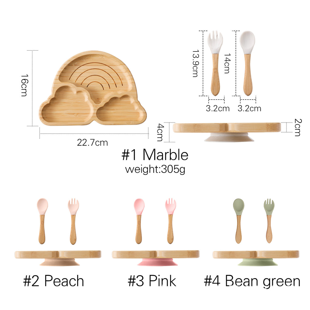 Style nordique Baby Bamboo Ensemble de vaisselle Spork combiné