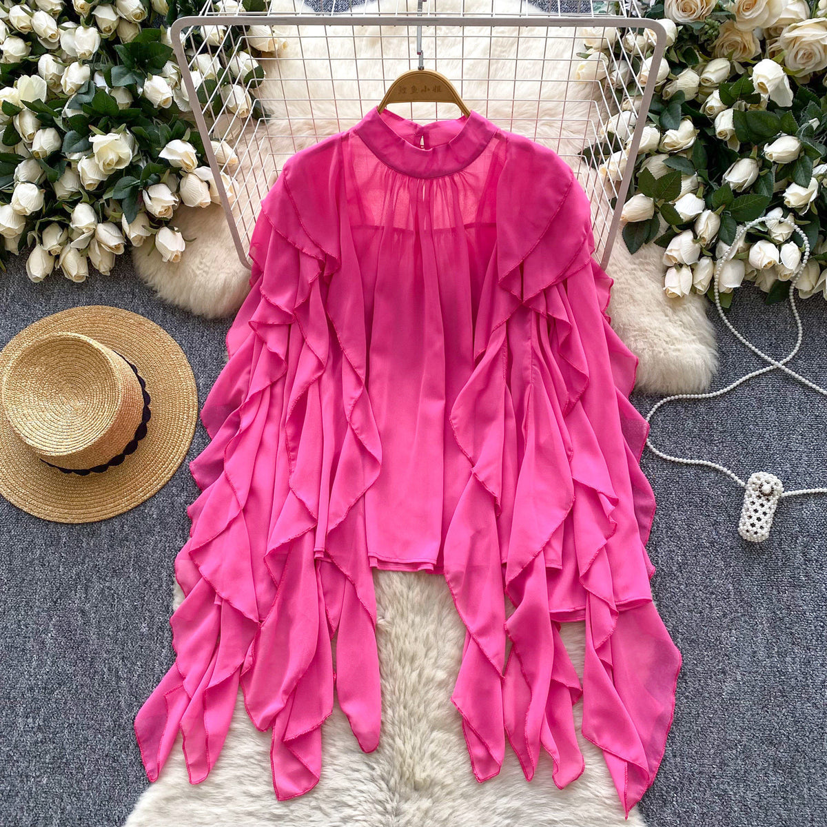 Haut de chemise en mousseline volante