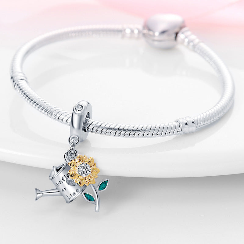 Bracelet pendentif en cuivre en forme de tournesol