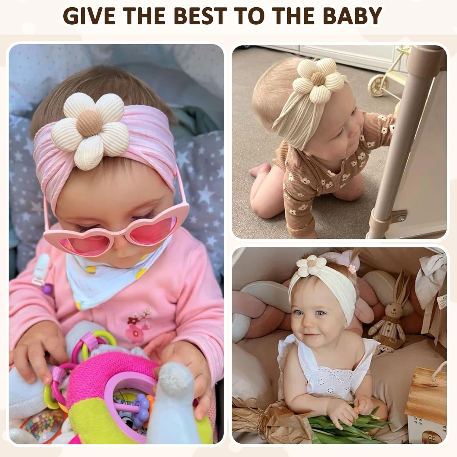 Soft Nylon Baby Flower Headbands pour nouveau-nés