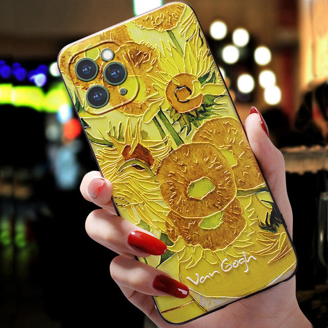 Van Gogh Starry Sky Téléphone portable Shell stéréoscopique
