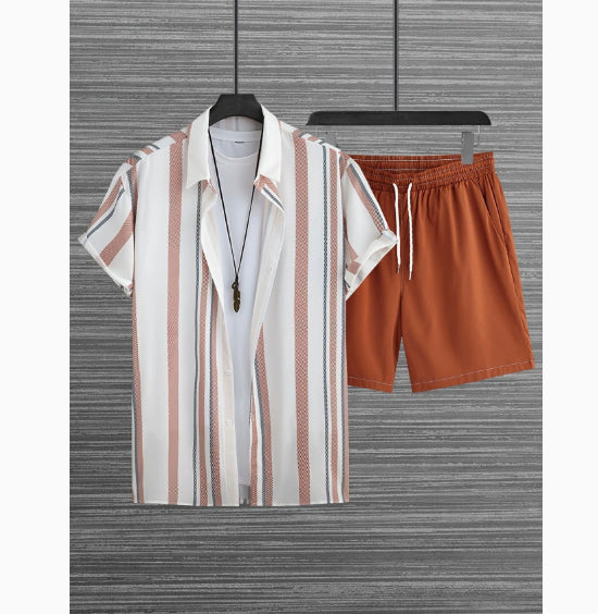 Ensemble de chemises pour hommes noir et blanc à rayures hawaïennes