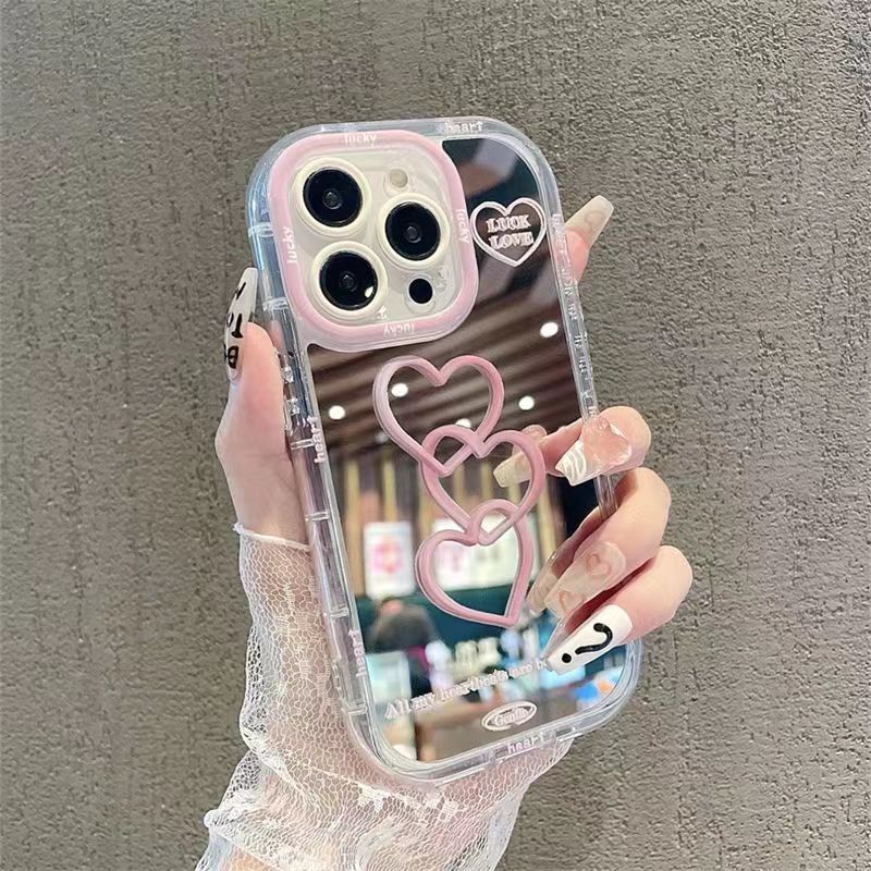 Étui de téléphone tout inclus résistant à la goutte Love Makeup Mirror