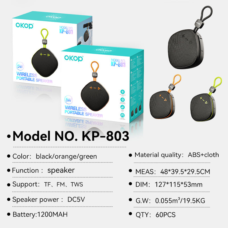 KP-803 Portable Bluetooth Speaker Compact Outdoor-Ready avec Lanyard haute qualité du son