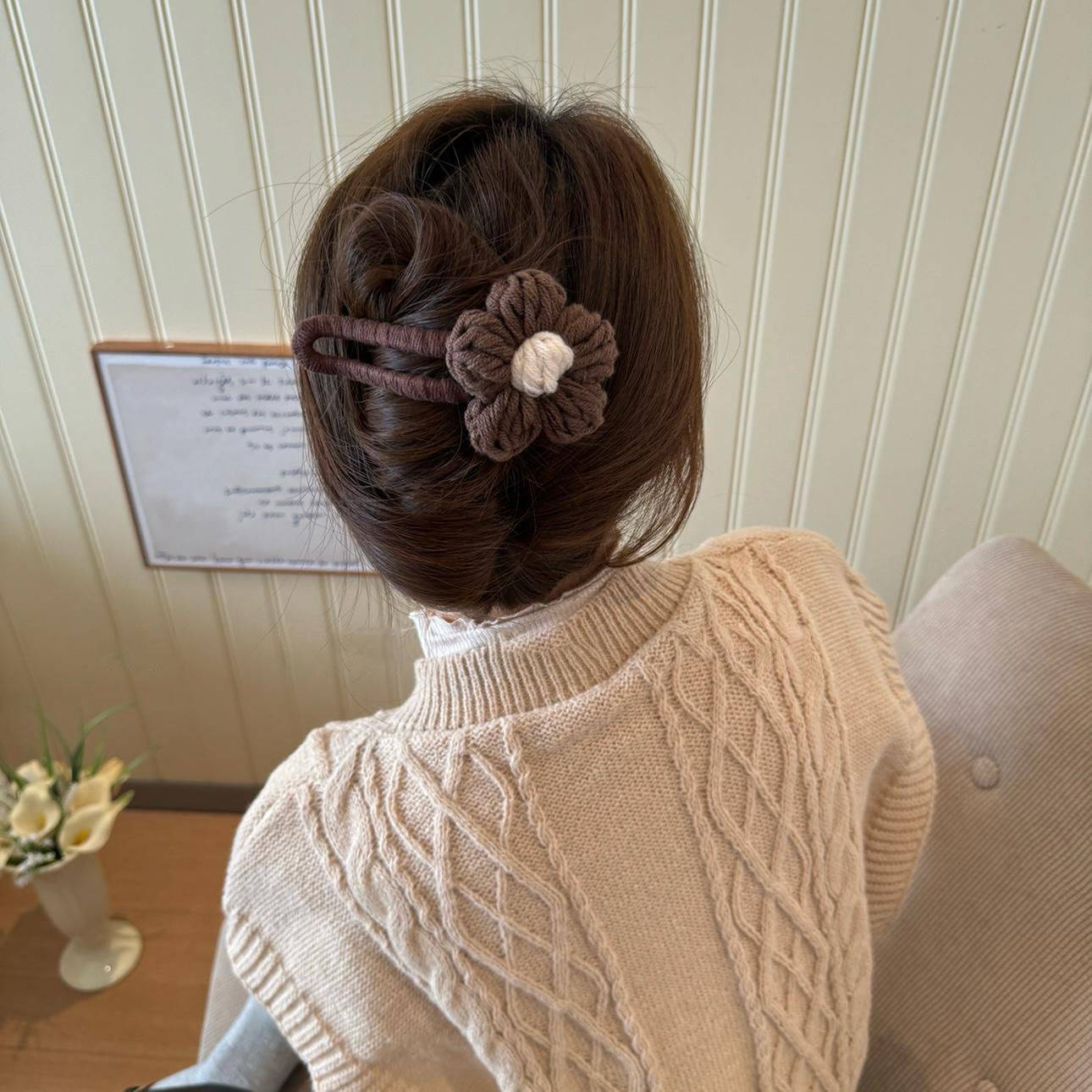 Fleur de bec de canard épingle à cheveux-lool-dark couleur du café-13 * 5 *5cm-1 pièce