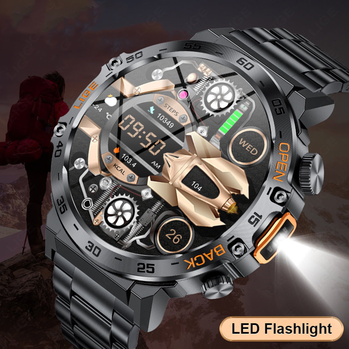 Smartwatch avec fréquence cardiaque Pression artérielle Bluetooth Appel et personnalisation
