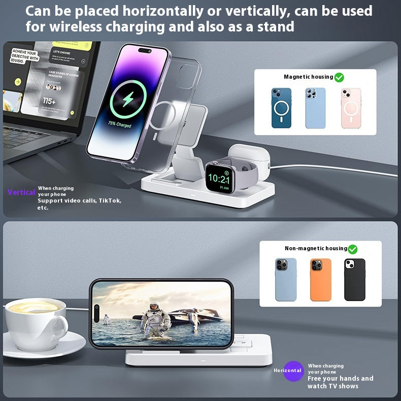 Chargeur sans fil magnétique pliant 3-en-1
