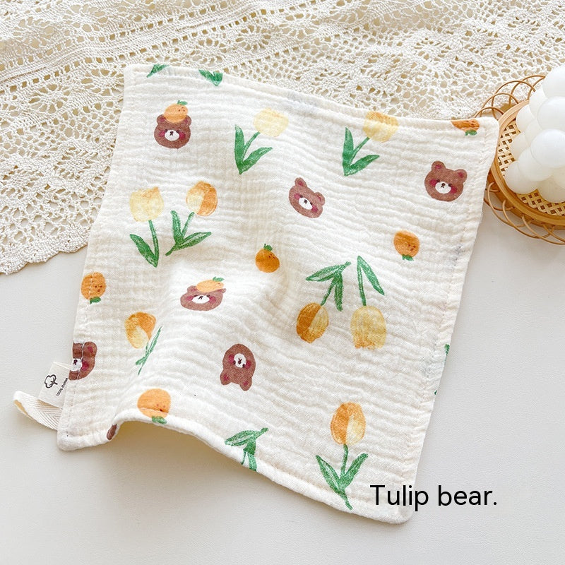 4 couches Gauze Baby Salive Serviette Floral Nouveau-né Baby Face Serviette mouchoir