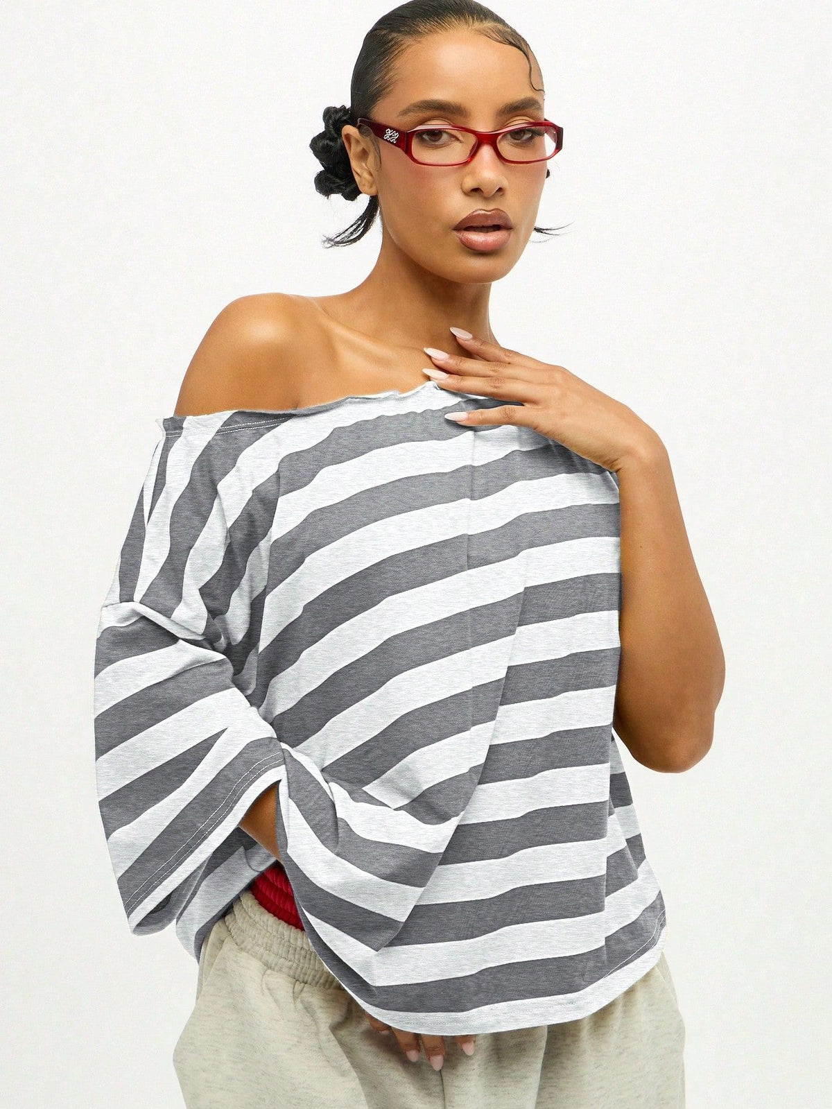 Haut à manches courtes de style américain Retro rayé