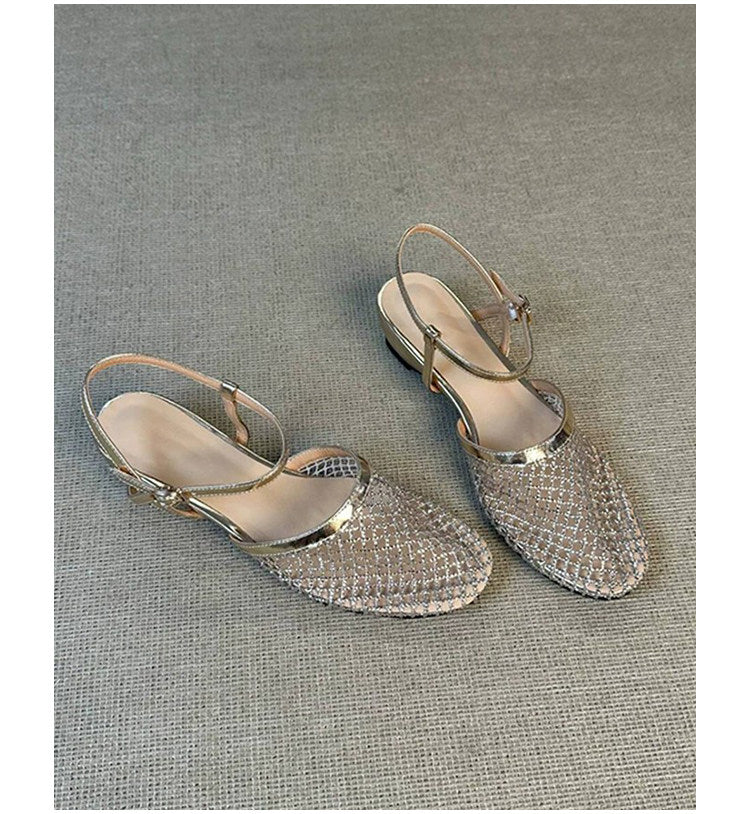 Sandales d'orteils fermées en mailles creuses de style français pour femmes