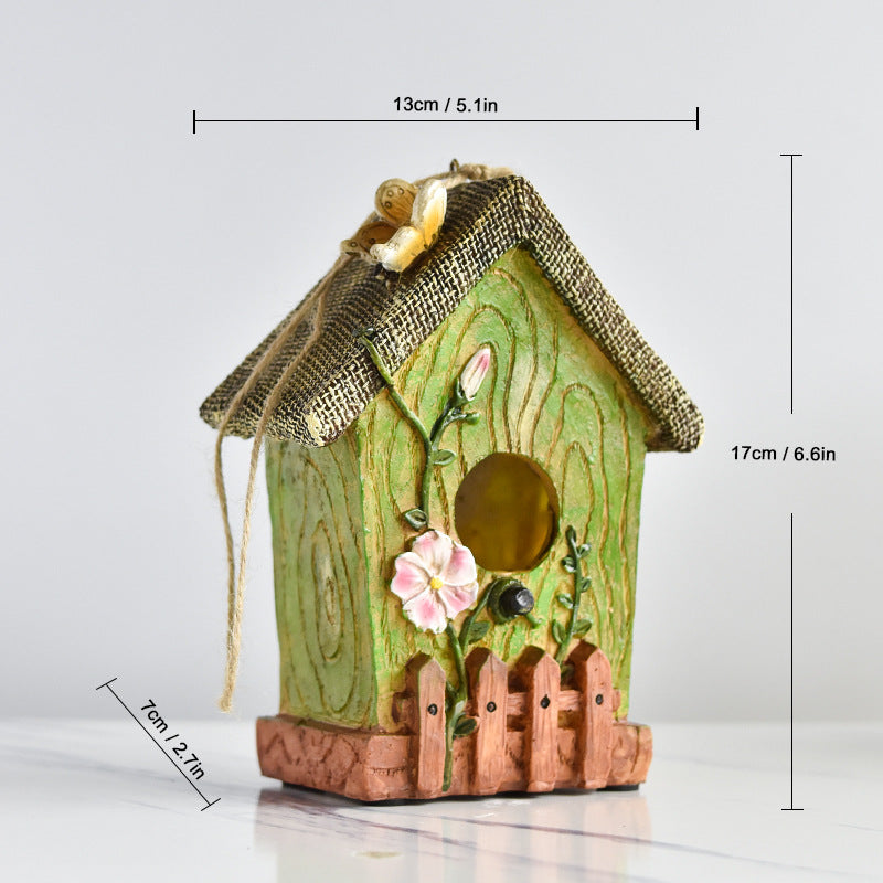 Rustic Birdhouse Jardin extérieur Décoration Oiseaux nid Sculpture Cour ornement