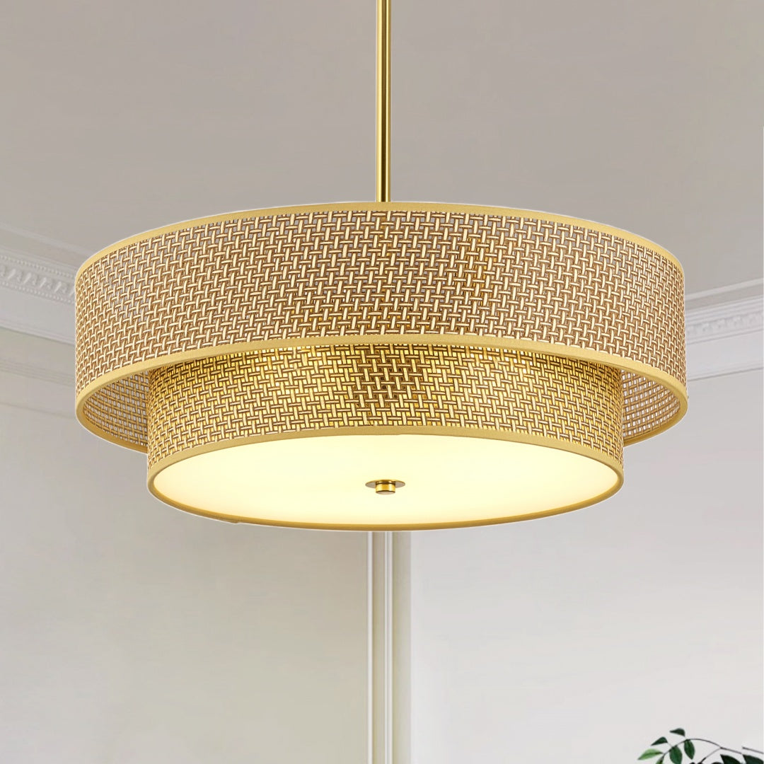 17.7 Fixe de plafond semi-encastré en lin de rotin de pouce