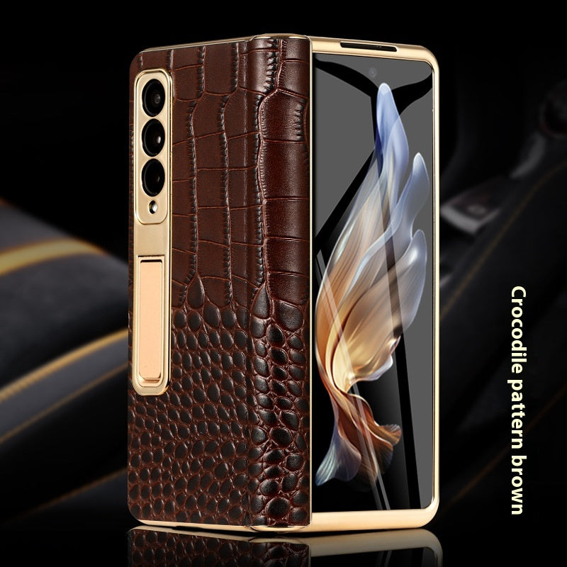 Étui de téléphone en cuir véritable F pliable écran amélioré anti-chute