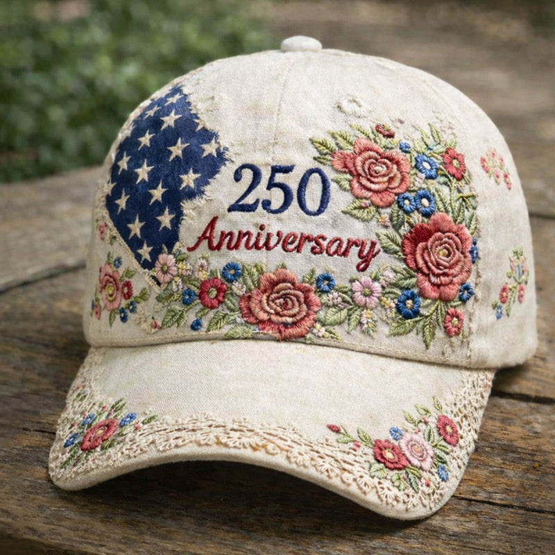 L'Amérique 250ème anniversaire Rose 3D imprimé Casquette de baseball pour les voyages quotidiens et l'indépendance