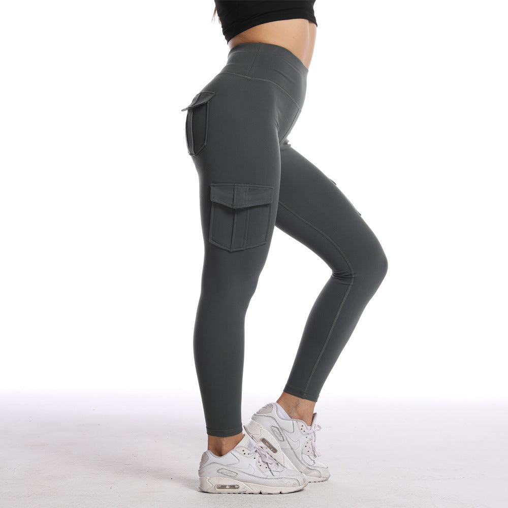 Sports multi-poches brossé Naked-Feel Yoga Slimming Tight Leggings pour les femmes avec haute Wa
