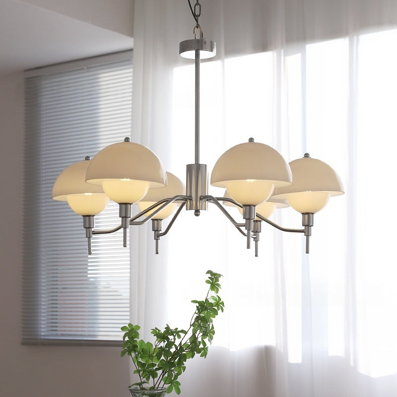 White Cream Champignon Salon Chandelier Lampe du milieu du siècle