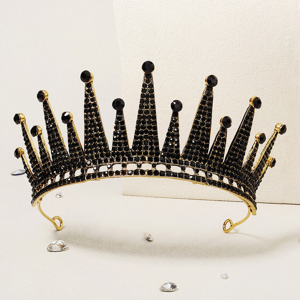 Tête haute en alliage sombre Strass Crownstylish