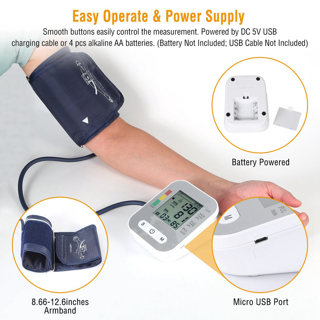 1Pc Digital Arm Blood Pressure Monitor LCD Digital Heart Beat BP Test de santé avec Vo